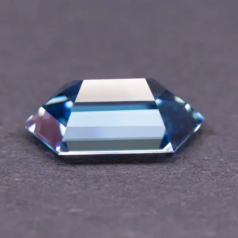 Moissanite Stone Natural Royal Blue Color Long Hexagon Cut DIY  Advanced Charms Jewelry Rings Earrings Making with Certificate