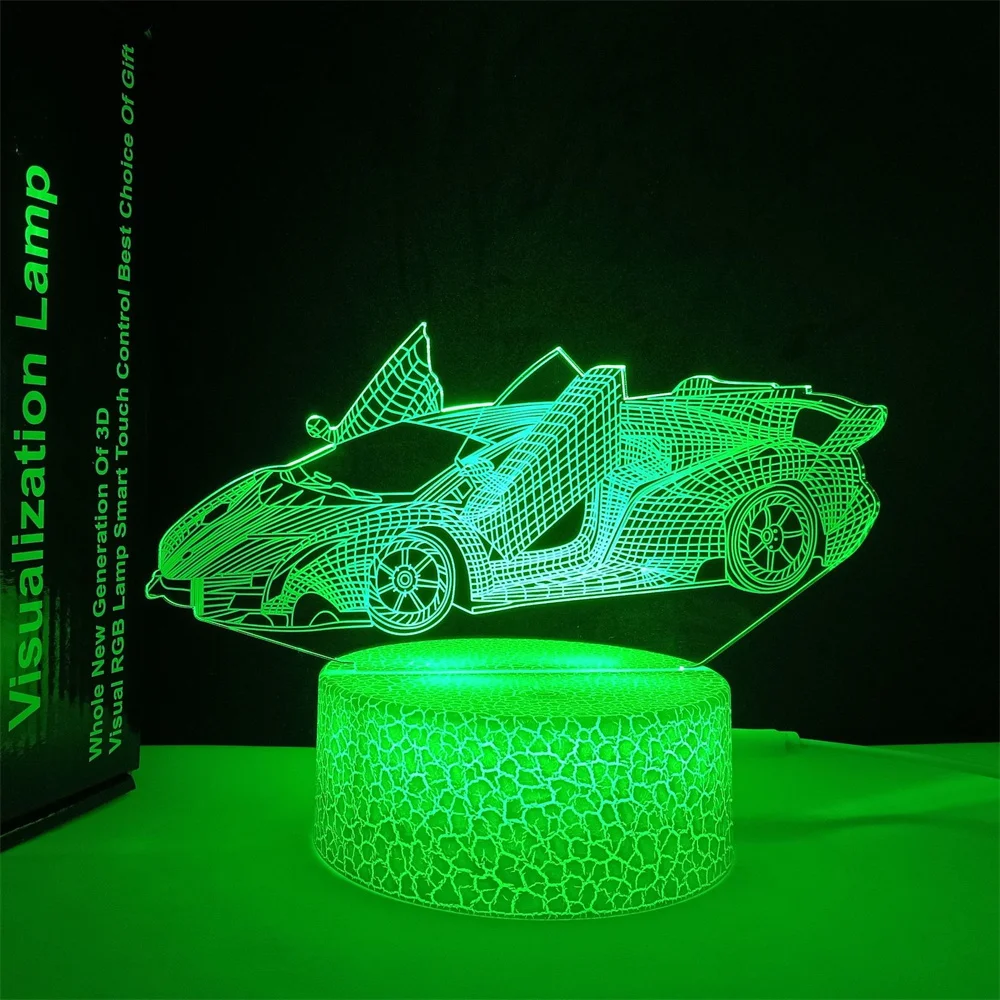 3D Illusion Lamp USB LED Race Car Night Light  7 Color Changing Bedroom Decor for Men Boys Sports Racing Car Toy Kid Xmas Gifts