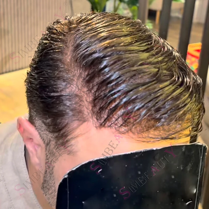 

Суперневидимая естественная линия роста волос, 80% плотность, ультратонкая 0,02 мм # 340 # Мужские системы замещения волос (системы тупе) из натуральных волос: черные, серые, светлые, коричневые (1b80)