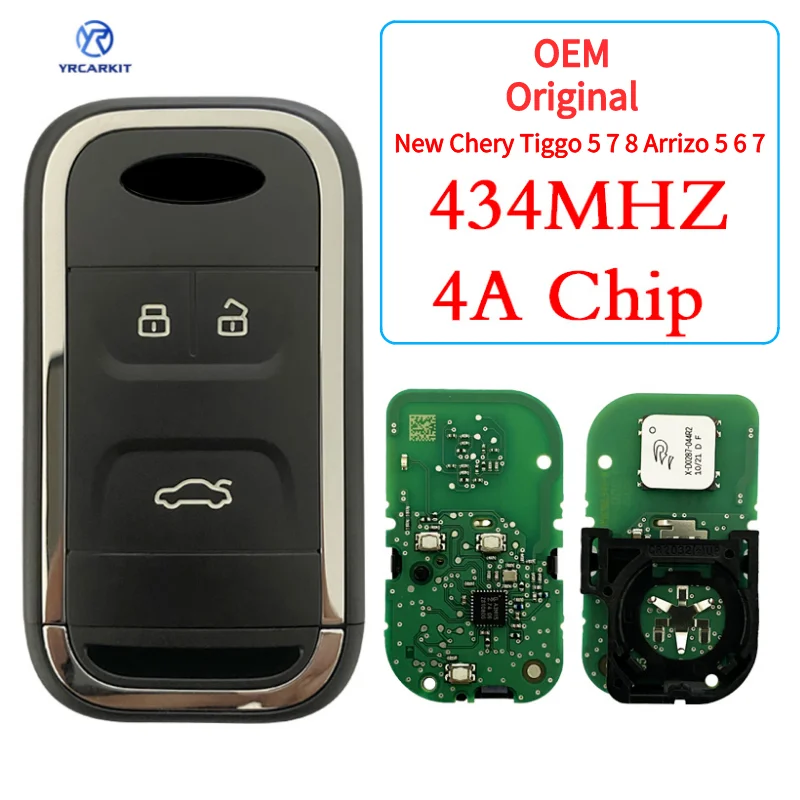 OEM Origin For New Chery Tiggo 5 7 8 Arrizo 5 6 7 Intelligent Remote Control3 Button Car Keyless Smart Remote Key 434Mhz 4A Chip