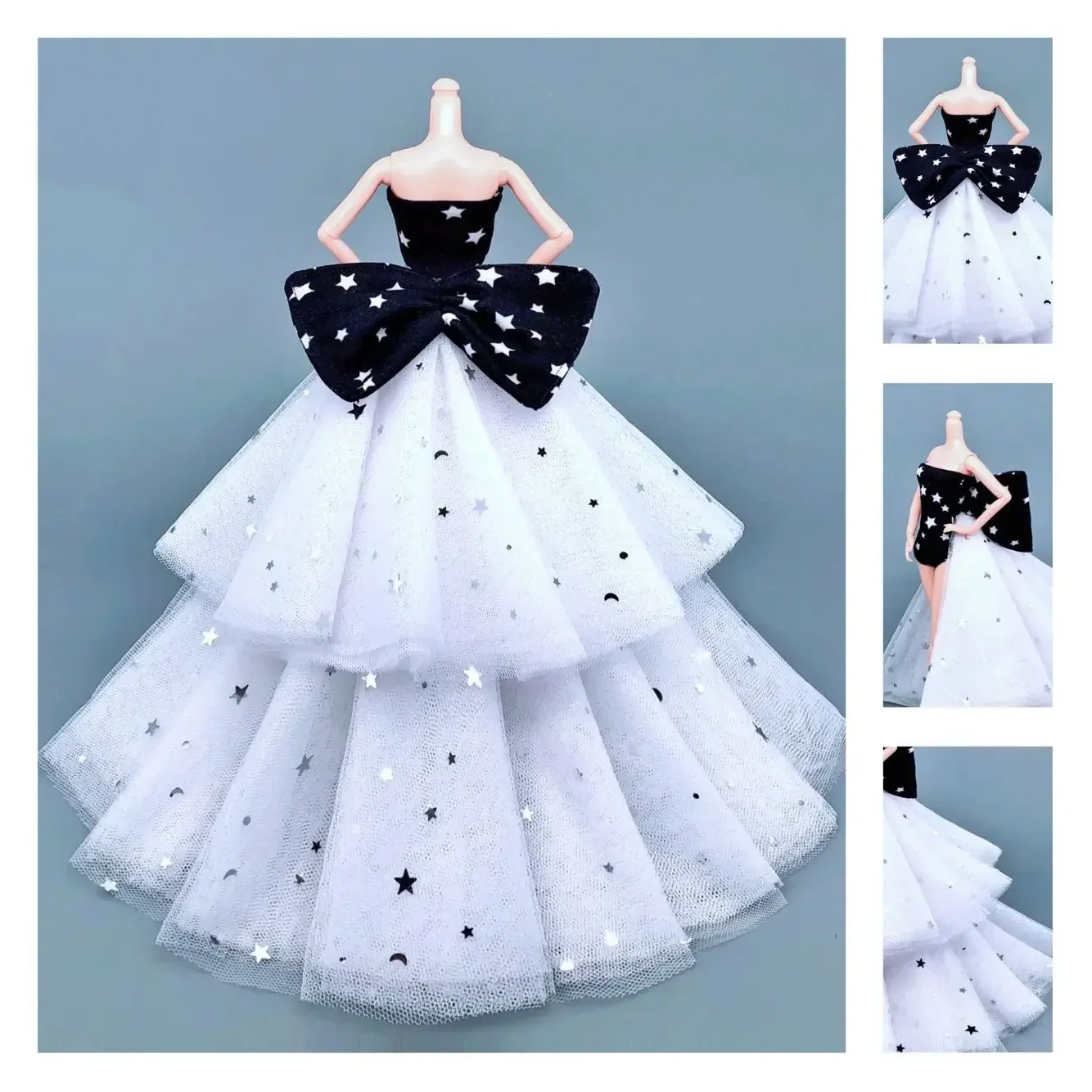 Robe de soirée noire classique pour poupée BJD, vêtements de princesse, tenue de fête, jouets, 1/6