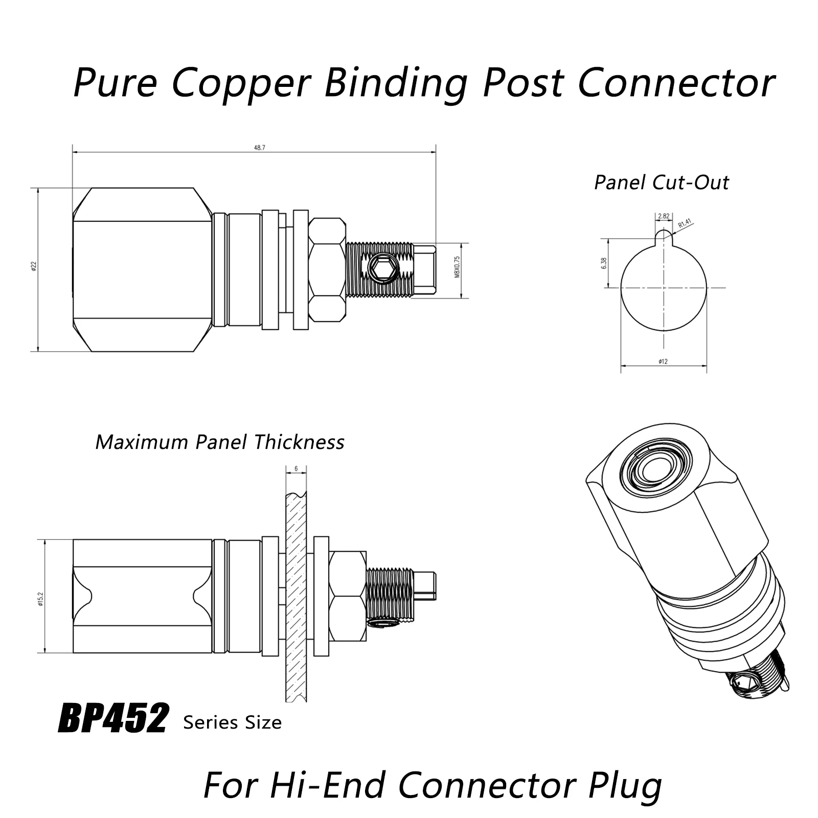 Monosaudio BP452G/R Pure Copper Gold/Rhodium Plated Fully Insulated Binding Posts for audio Amplifter Termainl Connector Plug