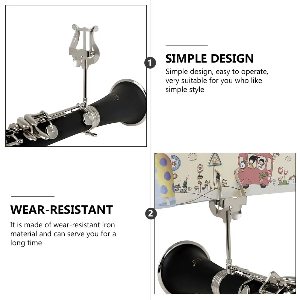 ورقة حامل الموسيقى الحديد الموسيقى النتيجة المشبك المحمولة خفيفة الوزن الفضة الكلارينيت لوازم أداة الملحقات ليس من السقوط #1