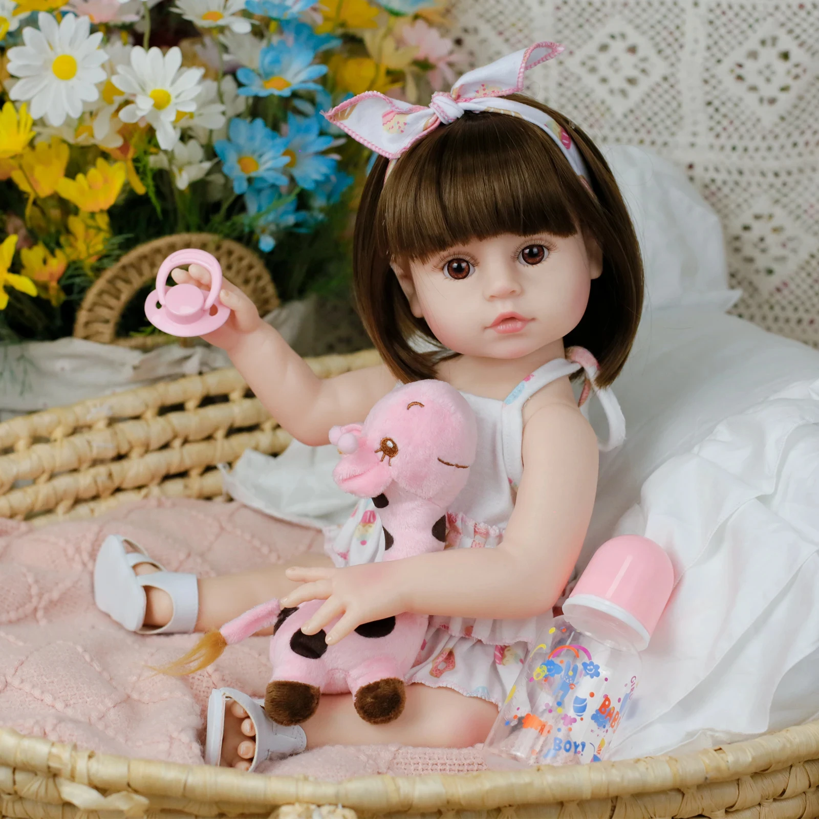 19inch Full Body Soft Silicone Vinyl Water Proof Bath Toy Popular Reborn Toddler Baby Dolls Lifelike Cuddly Doll for Girl Gift