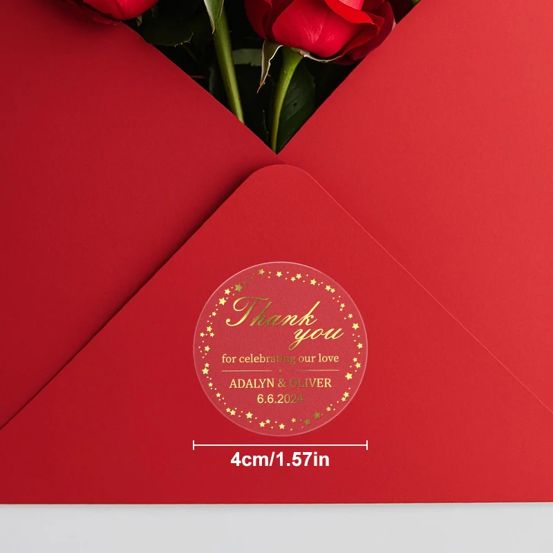 Elegant Gold Foil Waterproof Stickers - Wedding Invitation Seals, Gift Wrapping Labels, Branding Decals for Premium Packaging