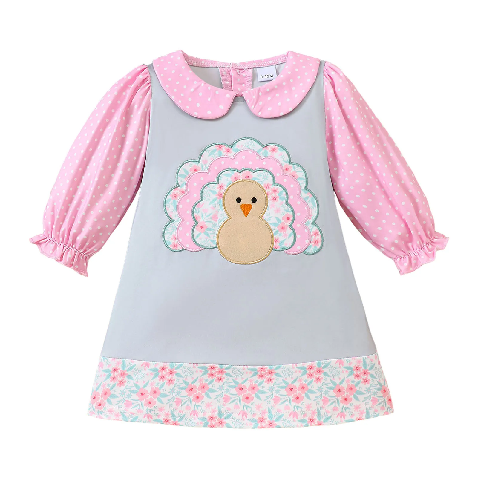 ملابس رياضية للمراهقات، فستان عيد الشكر للفتيات الصغيرات، ملابس تركية للأطفال، ملابس للفتيات الصغيرات برقبة دائرية وكشكشة ترحيبًا للفتيات الصغيرات