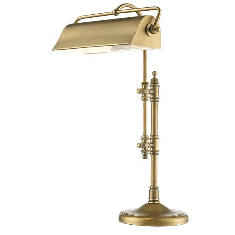 vintage industrial pulley loft style solid brass table Lamp nordic study luxury desk lamp