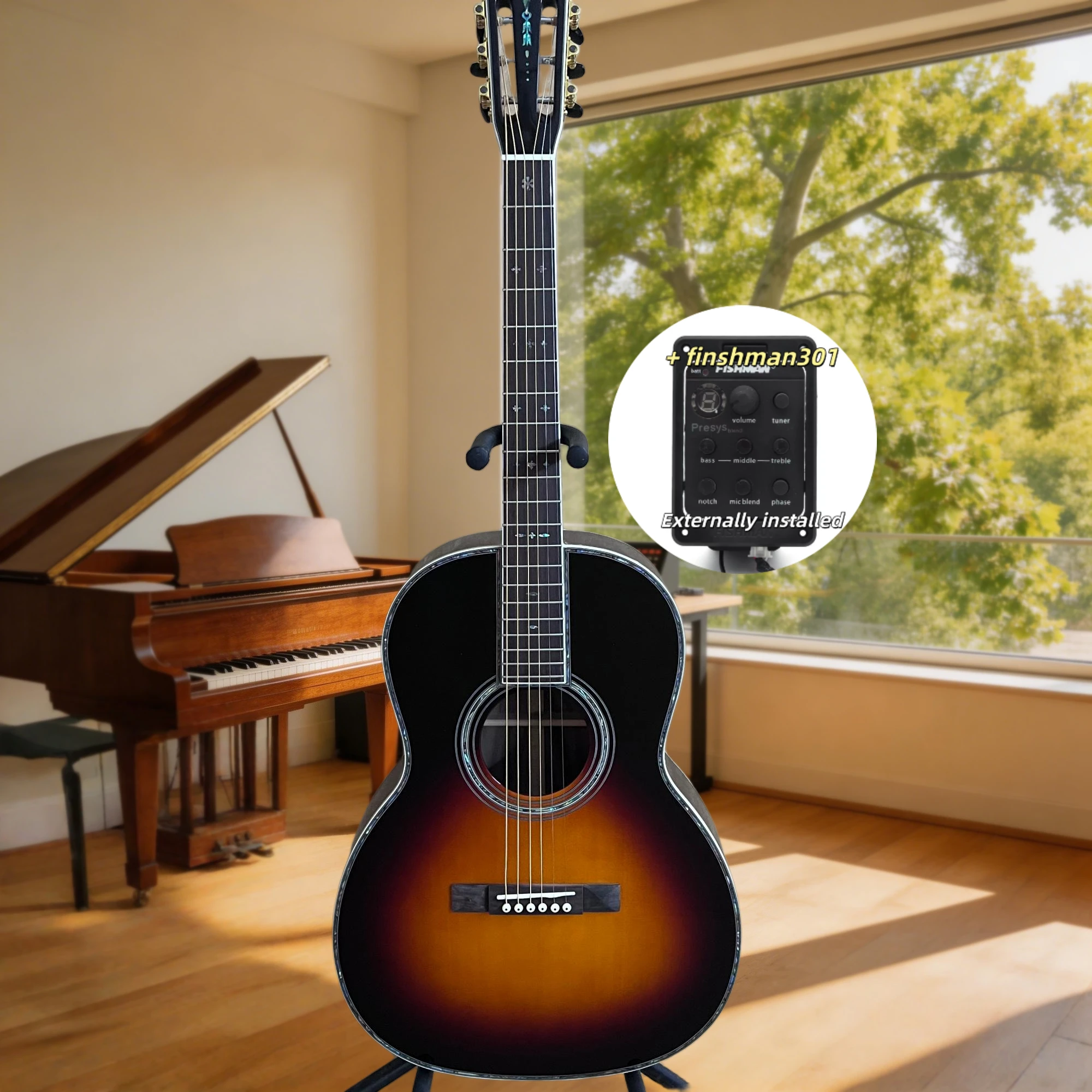 41inch 00042 Classical  Acoustic Guitar Spruce Solid Rosewood Fingerboard  Back and Sides Fishman 301 Pickup