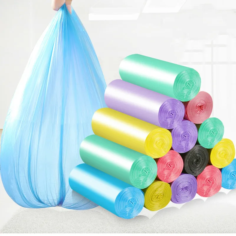 100pcs Portable Household Garbage Bag Thickened Environmentally Kitchen Garbage Bag Color Disposable Garbage Bags