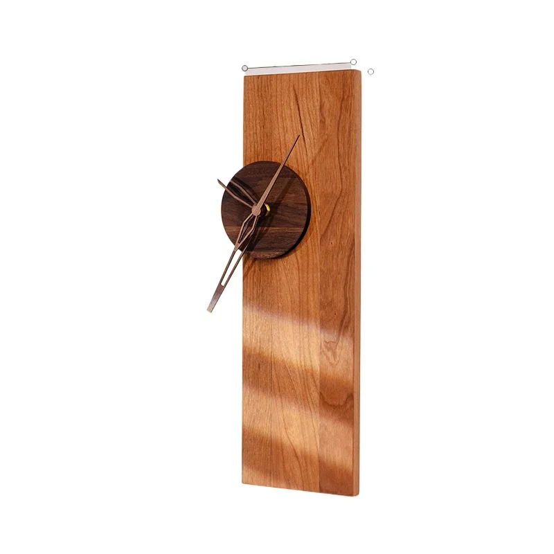 Solid Wood Wall-mounted Decorative Clock Minimalist Entrance Decor Handcrafted Wooden Timepiece Modern Living Room Clocks