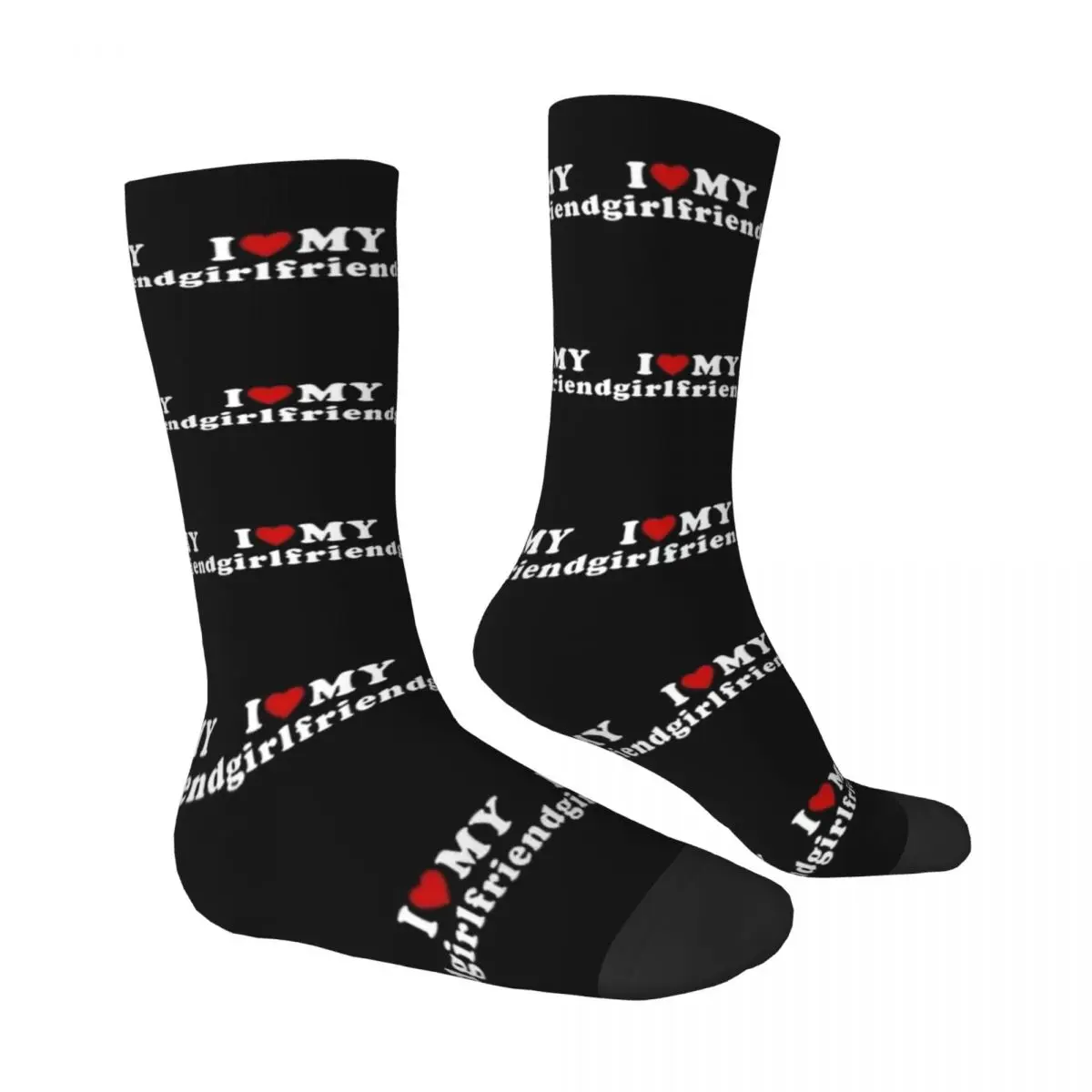 I Love My Girlfriend Socks autunno GF calze Kawaii adulti uomo calzini morbidi Skateboard grafico calzini antiscivolo