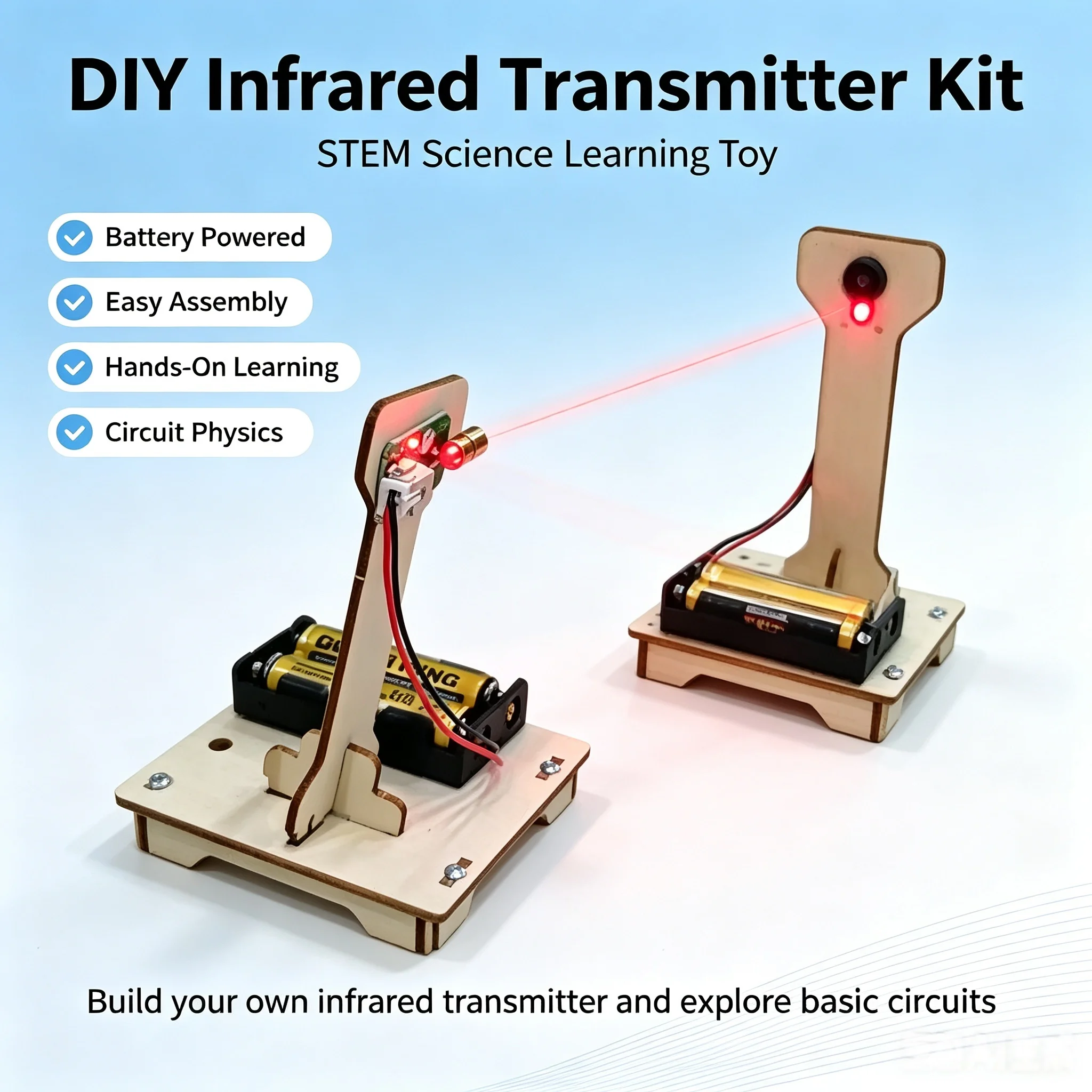 Infrared Alarm Device Demonstration Model Light Control Triggered Physics Experiment Equipment STEM Learning Hobby Kit For Teens