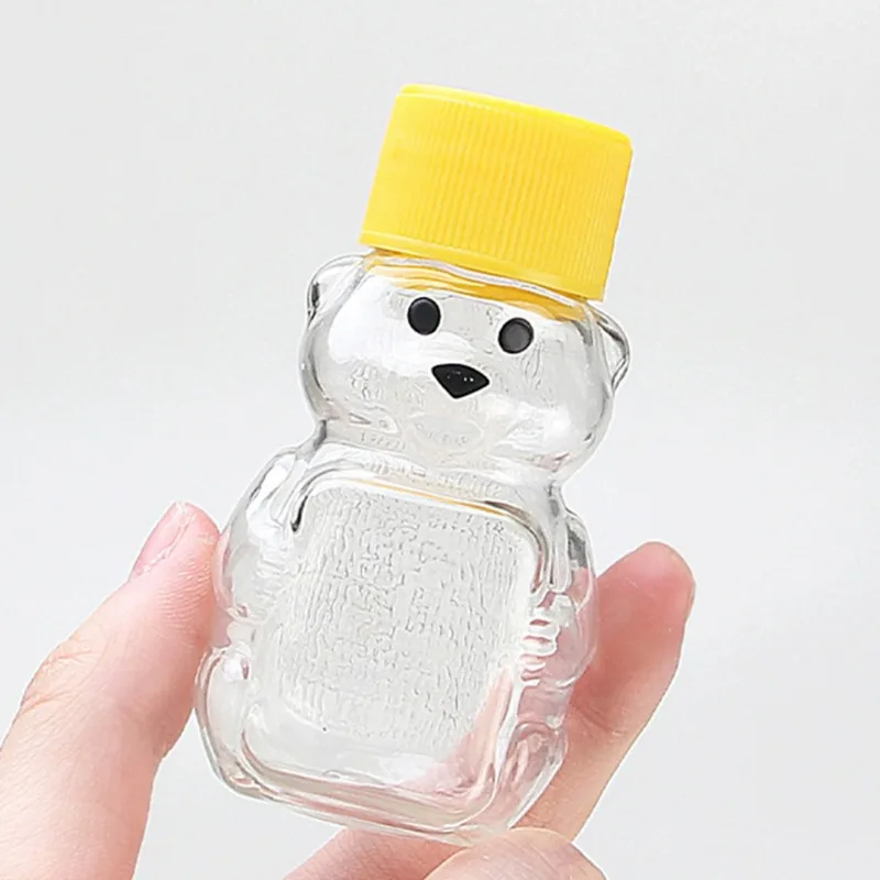 1000 Pieces Small Bear Honey Jar 60ML/2oz Food Grade PET Mini Dispenser Bottle with Caps Portable Juice Bottle for Honey Shops