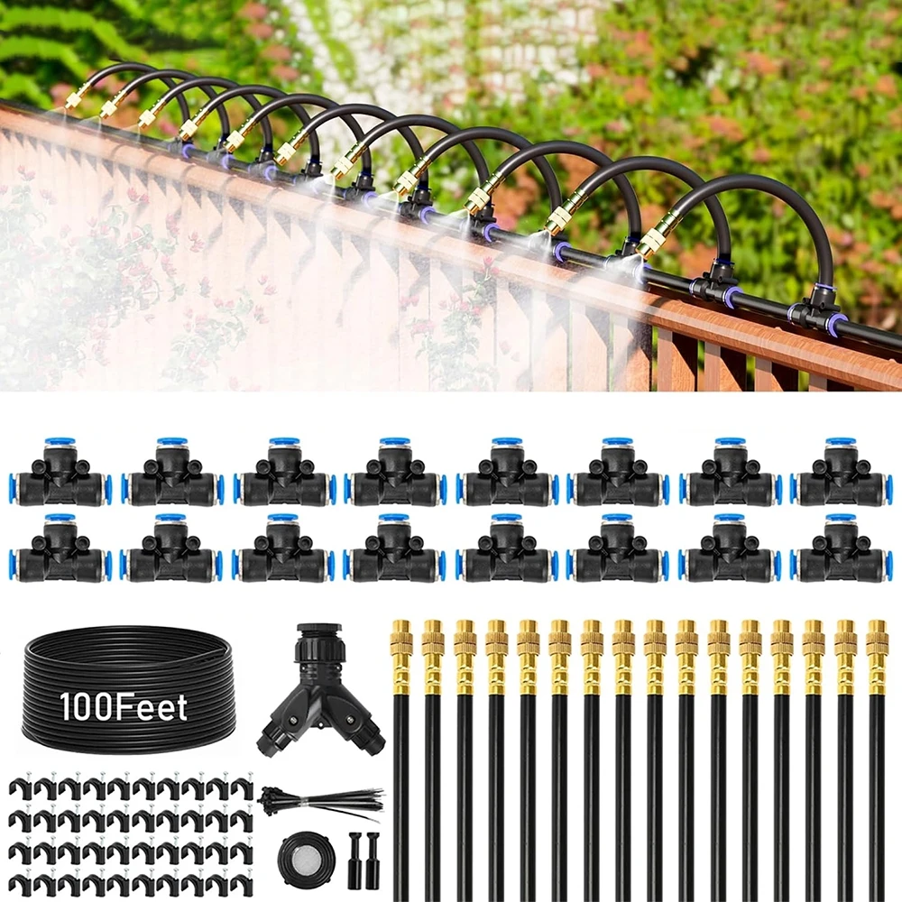 117Pcs Garden Irrigation Set, 360° Adjustable Nozzle 30M Micro Drip Irrigation System, Outdoor Misting Tools Plant Watering Kit