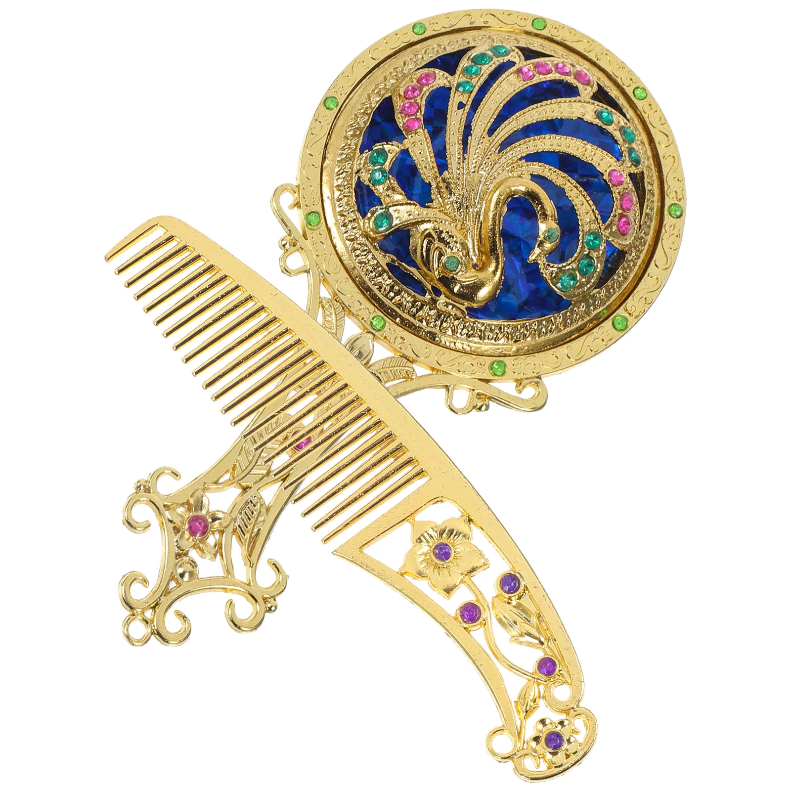 

Handle Mirror Comb Vanity Elegant Held with Brush Portable Makeup Light Mini