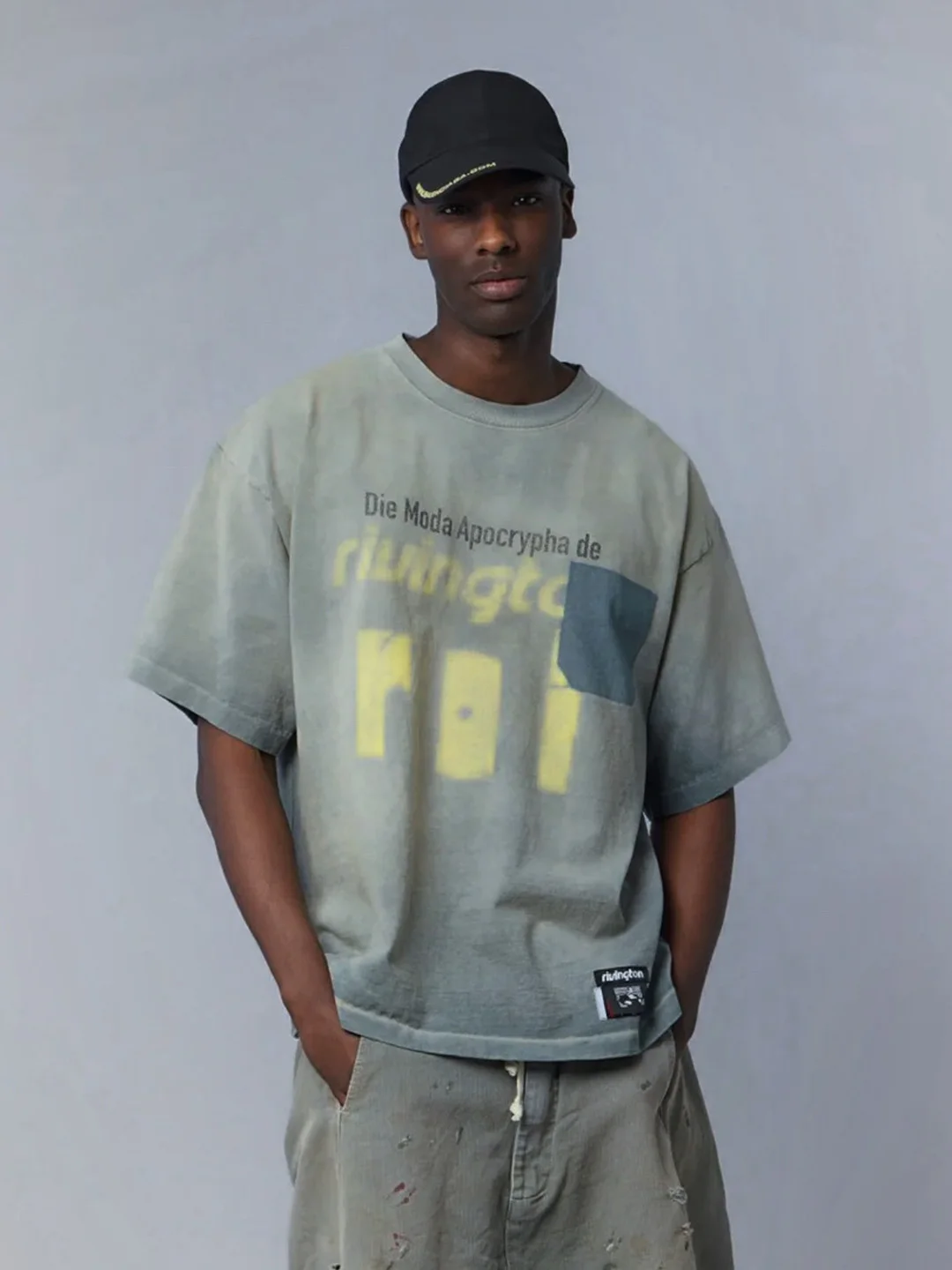 Vintage Washed American Style T-Shirt Short Sleeve Unisex Fashion RRR123 Brand Loose Fit Cotton round Neck Letter Pattern