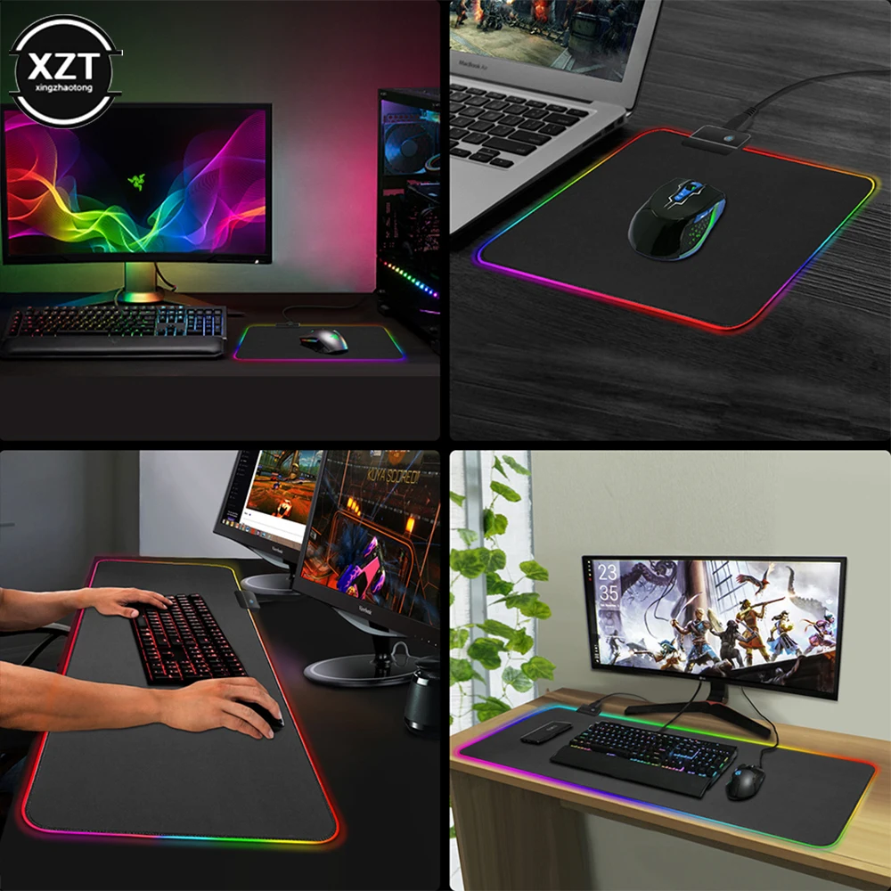 Duża klawiatura z myszką RGB Pad 400*900*4mm dla komputer stancjonarny pulpit LED oświetlenie biurka Mat klawiatura do gier Pad antypoślizgowa