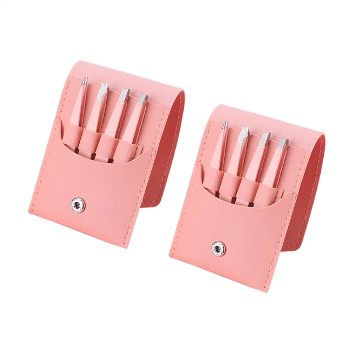 (PQWN) 2 Sets of Eyebrow Clip Sets Stainless Steel Tweezers Eyebrow Clip Eyebrow Trimming Set Pink
