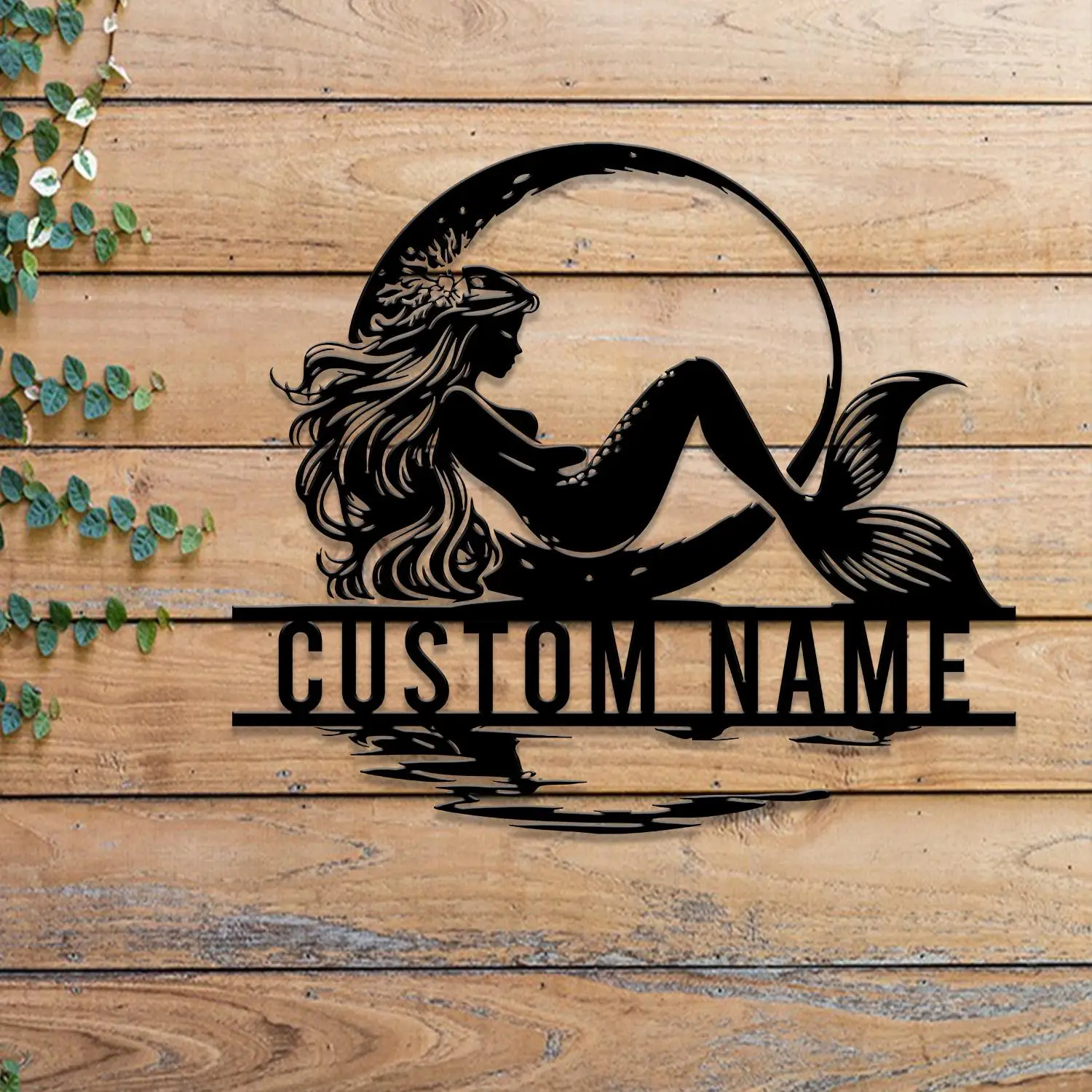 

Mermaid On The Moon Metal SignCustom Mermaid Wall Decor Personalized Mermaid Metal Wall Hanging for Home Decoration