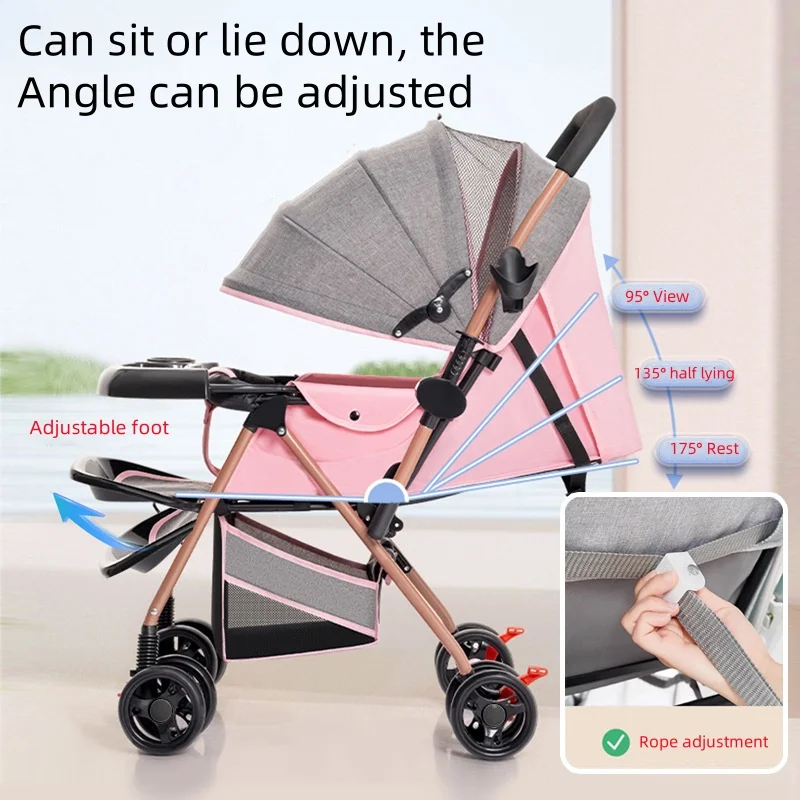 0-3 years old four seasons universal two-way stroller can sit and lie folding portable trolley to go out high landscape stroller