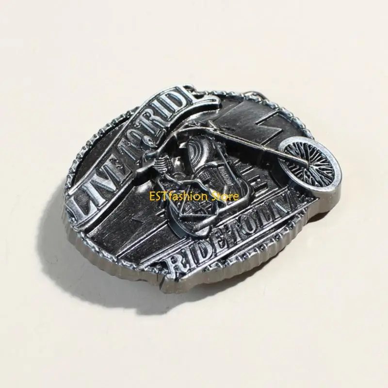 Y5GC مشبك حزام الخصر نمط هيكل عظمي لراكبي الدراجات النارية وإبزيم حزام منقوش للرجال #4