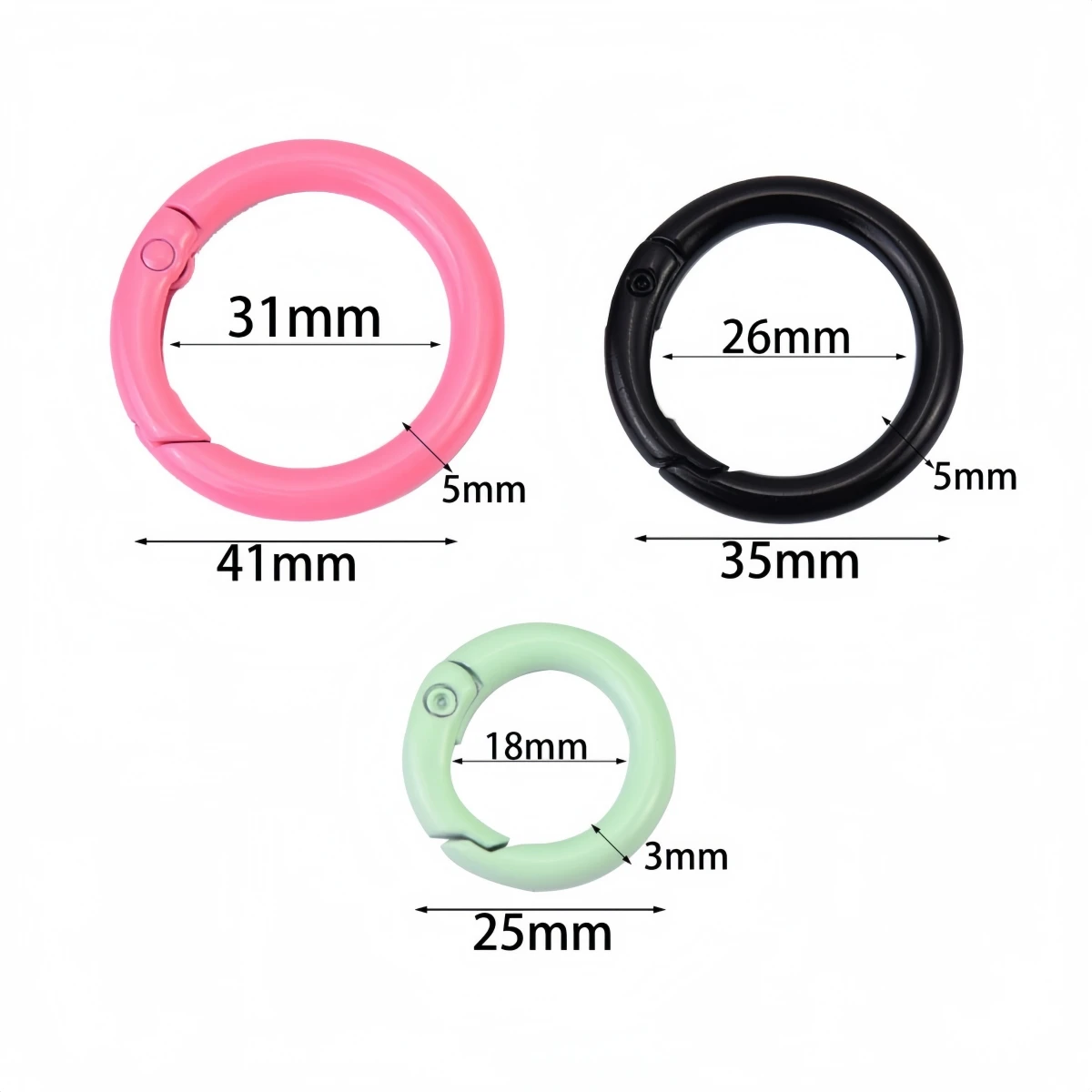 5/10Pcs Colorful Metal O Ring Spring Clasp Openable Round Carabiner Keychain Clips Hook for DIY Jewelry Making Buckle Accessory