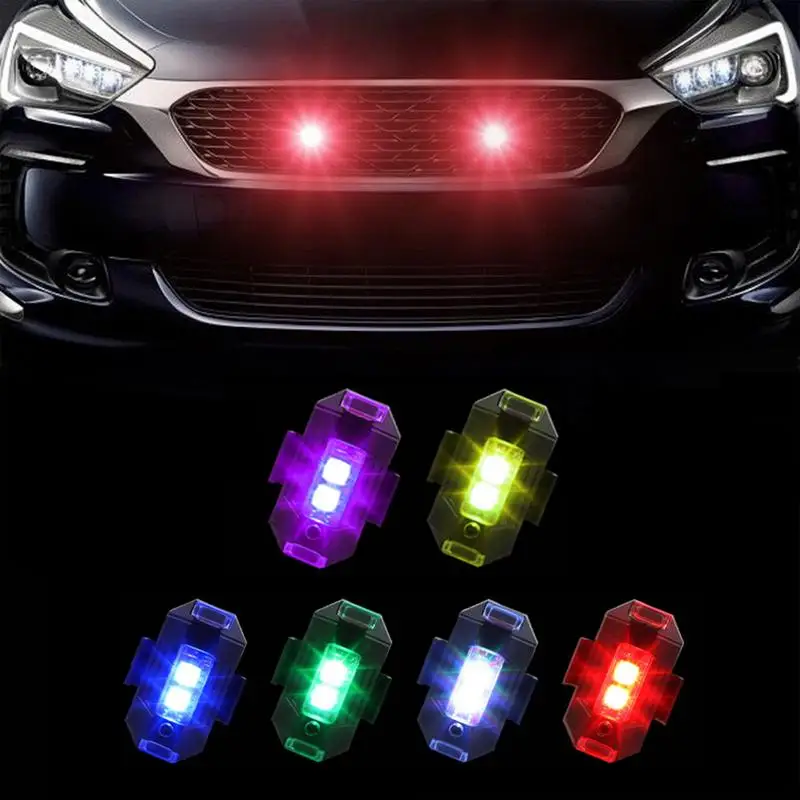 Strobe Lights For Vehicles 2PCS USB Rechargeable Strobe Lights Mini Flashing Warning Signal Light For Night Riding Motorcycles