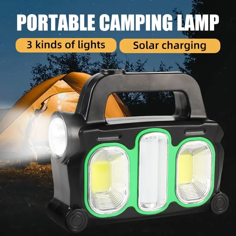 USB Charging Emergency Flashlight LED/COB Solar Exploration Flashlight IPX4 Waterproof Power Outdoor Light