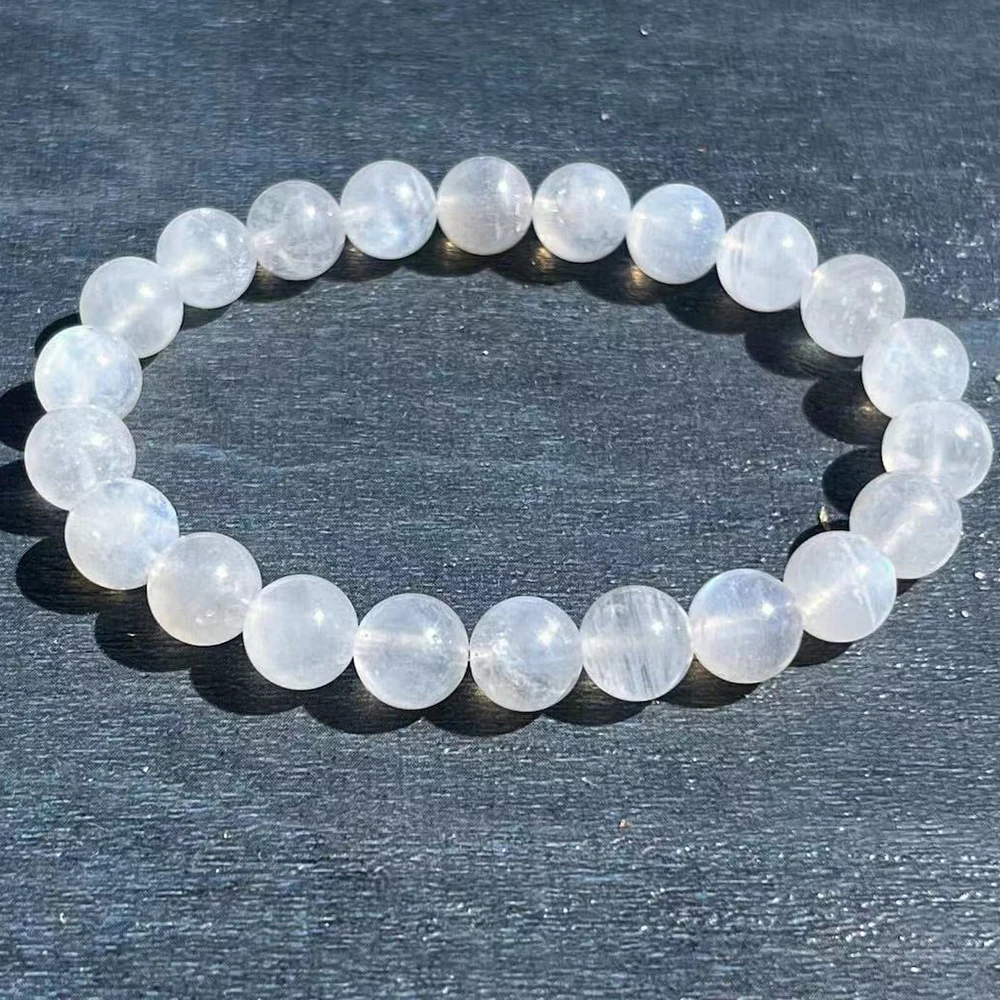 Ruberthen 8 MM Natural AAA Grade Rainbow Moonstone Bracelet Womens Beaded Gemstone Energy Healing Crystals Jewelry