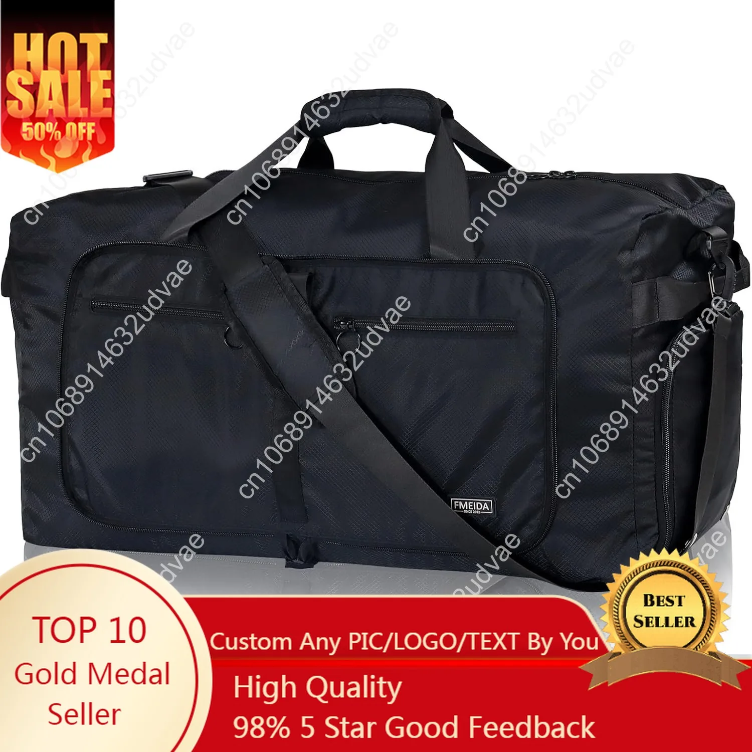 

Fmeida 65L Duffle Bag with Shoes Compartment, Foldable Travel Duffel Bags for Men Women, Large Packable Travel Bag Water Repelle