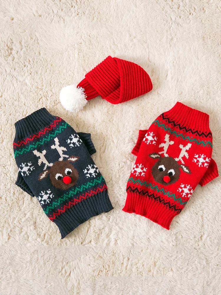 Quente cisas ano novo roupas para cães cachecol para cães pequenos e médios kawaii pomeranian chihuahua camisola para animais de estimação por pequeno um animal de estimação