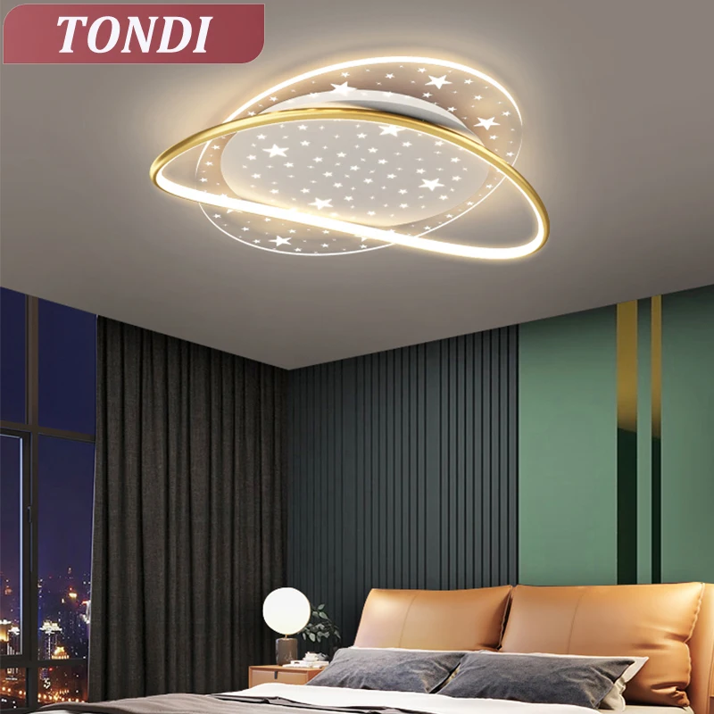 

New Modern LED Ceiling Light Living Room Study Bedroom Black/Gold with Remote Control Home Decor Lighting Fixtures