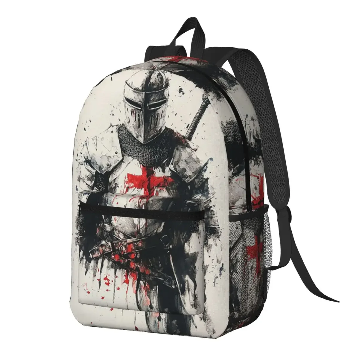 Medieval Knight Vintage Watercolor Art Backpack Daypack Large Capacity Children BookBag School Bag Shoulder Bags for Men Women