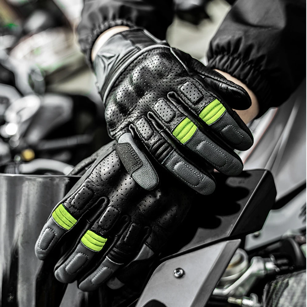 

Motorcycle Road Sports Cycling Gloves Summer Breathable Retro Rider Anti-Fall Leather Gloves CE Certified Gloves