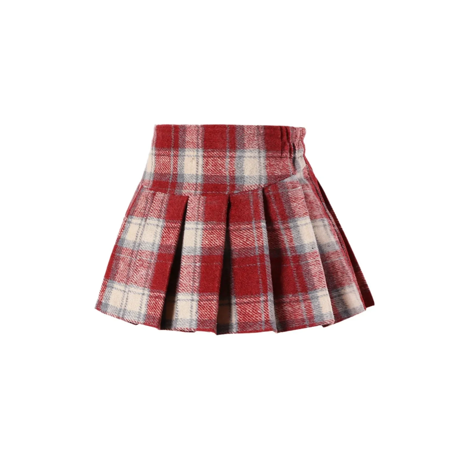 School Girls Christmas Plaid Skirt Autumn Winter Woolen New Year A-line Short Skirt for Kids Fashion Festive Party Holiday Skirt