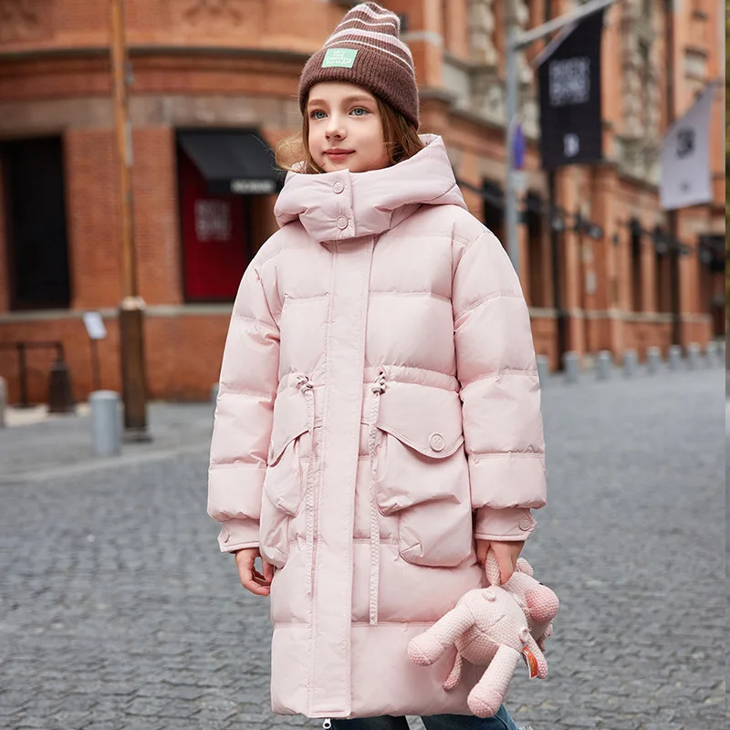 

RAISE -20 Degree Duck Down Jacket For Children Girls Hooded Thick Warm Teen Girl Puffer Jackets 6-14Y Kids Girl Parkas Outerwear