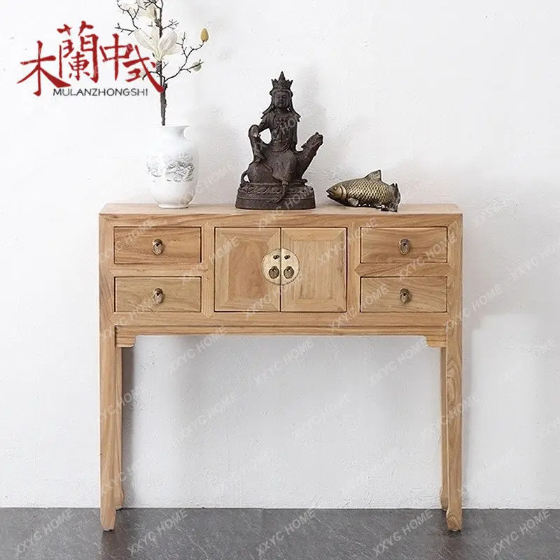 XXNew Chinese style antique simple entrance cabinet solid wood storage dressing
