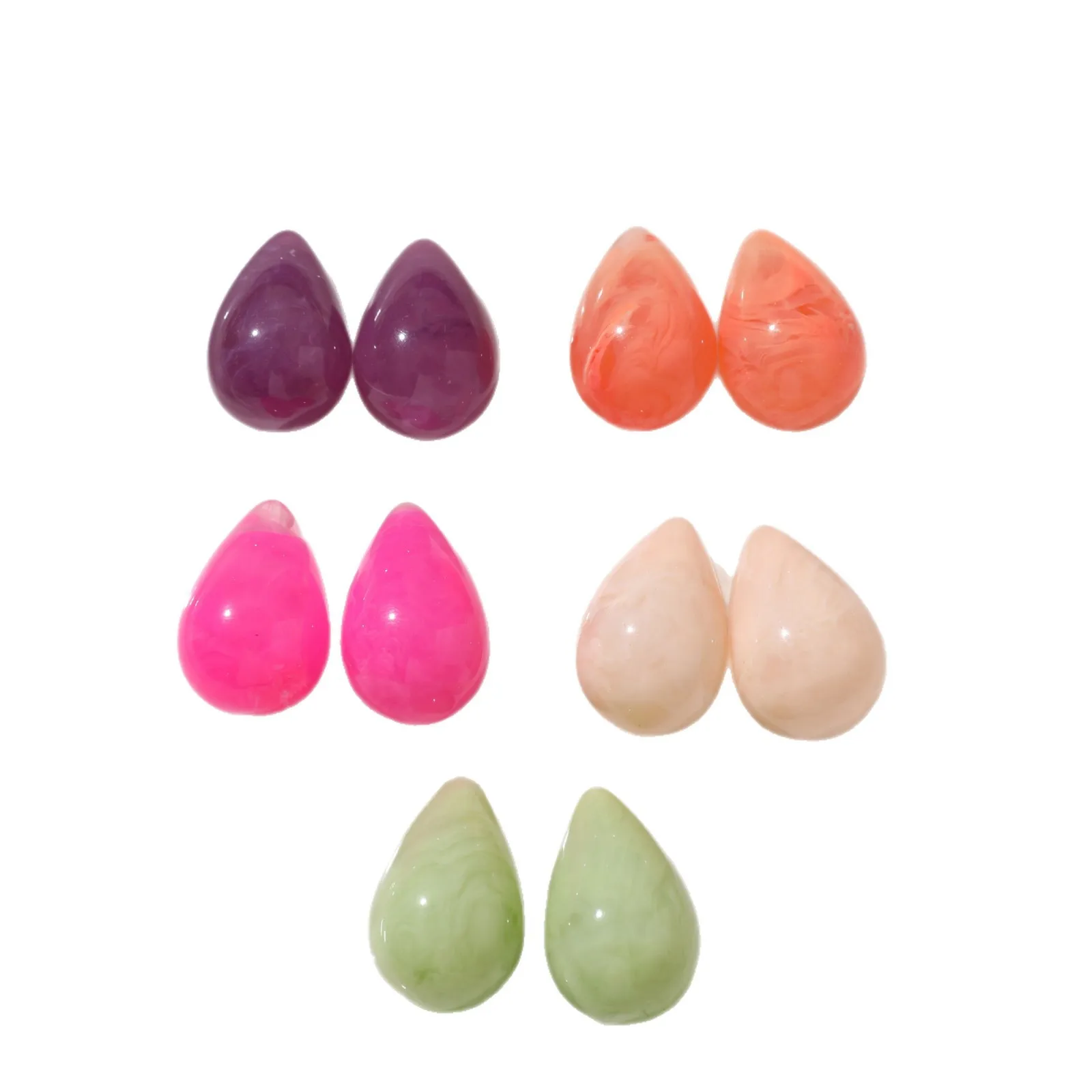 50PCS Non Perforated Marble Pattern 25MMX16MM Resin Water Droplet Pendant Accessory Patch DIY Earring Earring keychain MatchingW