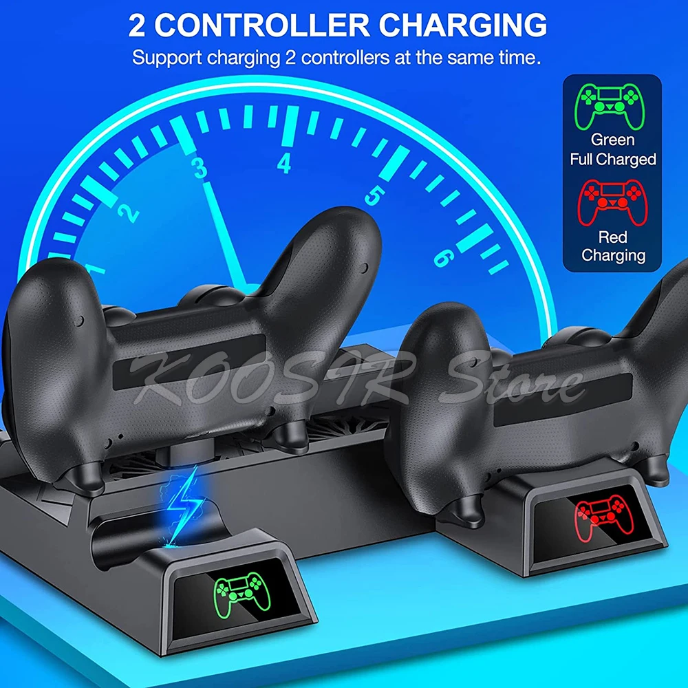 PS4 Slim Play Station 4  PRO Cooling Stand With 2 Gamepad Charging Dock 12 Video Games Support for Playstation 4 S Accessories