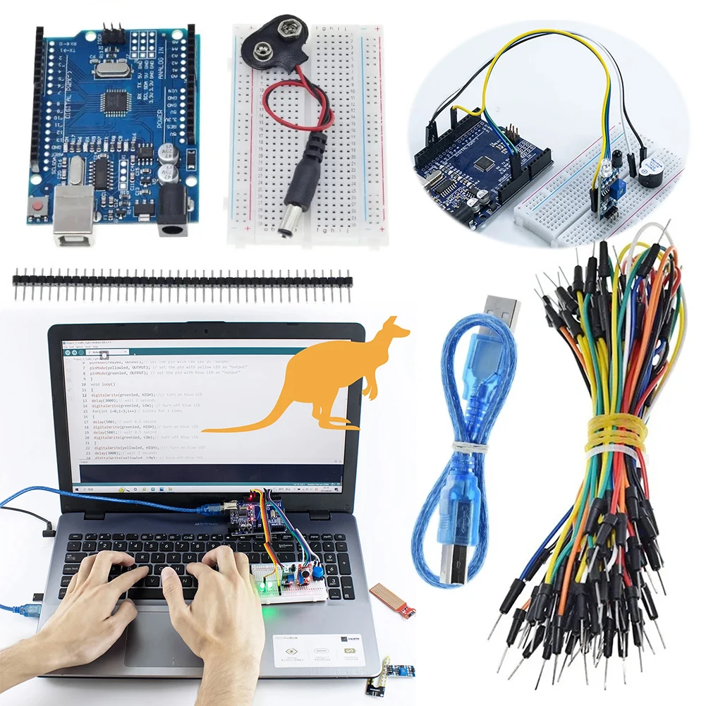 

Electronics Basic Starter Kit with Breadboard Sensor Modules Resistance Electronic DIY Kit DIY Basic Kit for Arduino UNO R3
