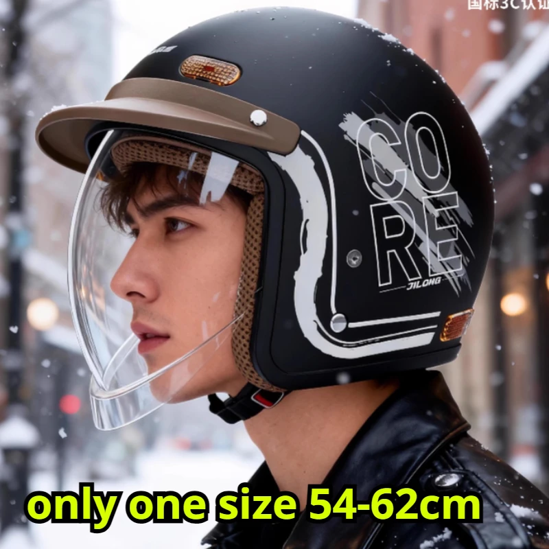 

Fashion Motorcycle Helmet Warm Electric Vehicle Helmet Anti Fog Dual Mirror Dot Certification Both Men Women