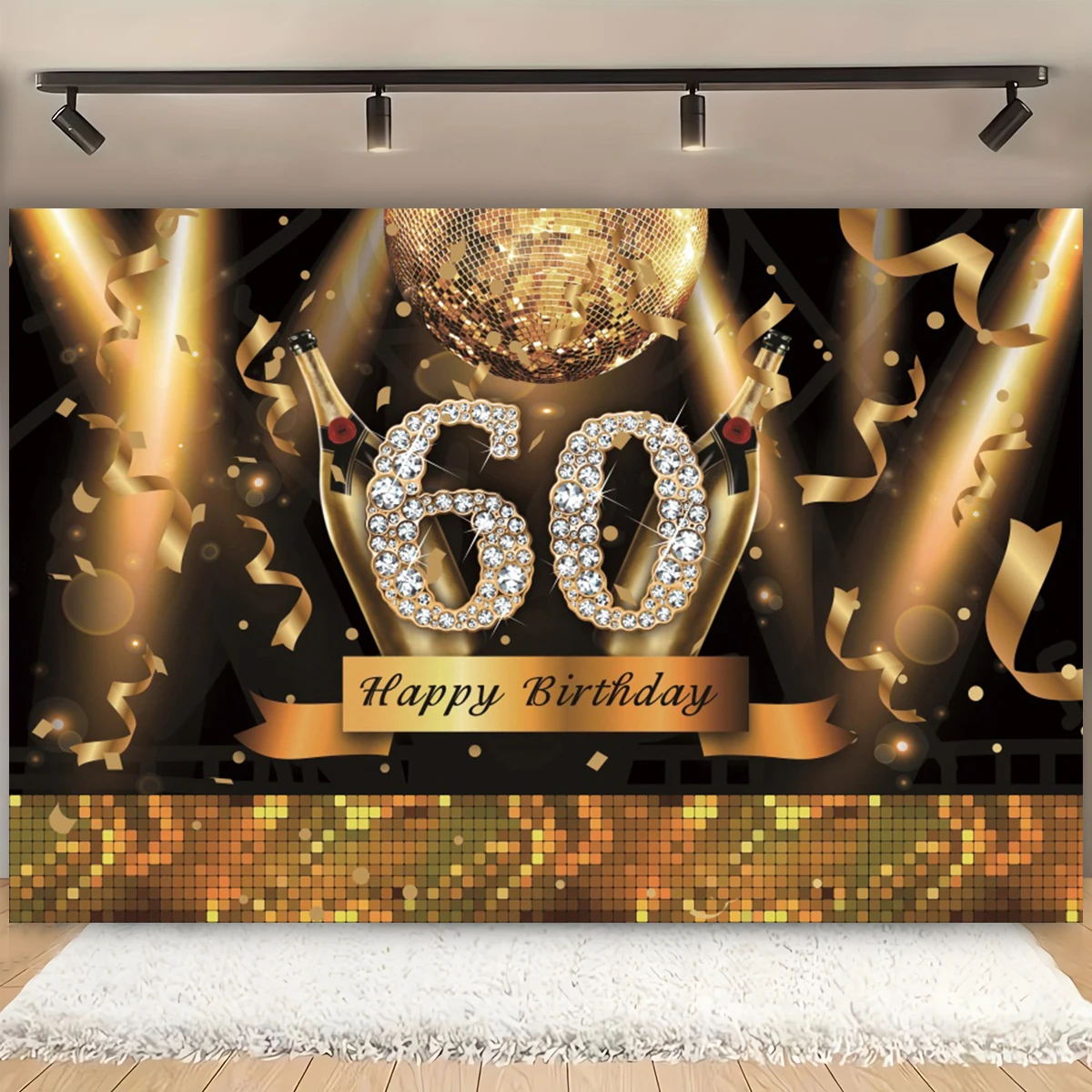 18th 30th 60th Happy Birthday Woman Decoration Background Adults Glitter Gold Balloon Photo Studio Custom Background Banner