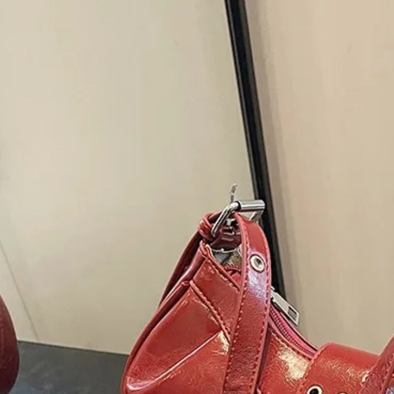 

Кожаная сумка через плечо Y2K для женщин, кошелек-клатч с регулируемым ремешком, сумка-хобо с пряжкой, кошелек подмышками для путешествий, работы, покупок