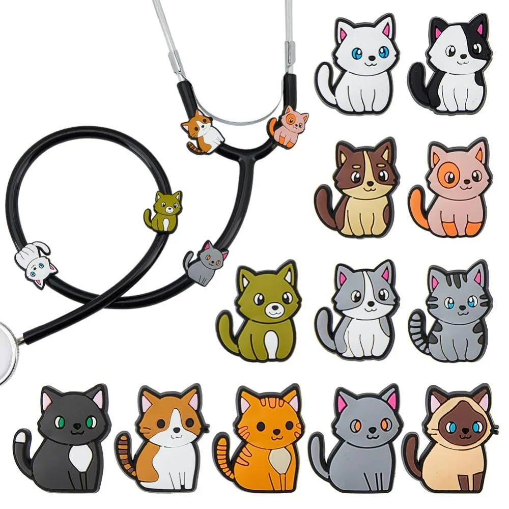 24Pcs Cat Stethoscope Charms Cute Stethoscope Tags Stethoscopes Decorations Gifts Pencil Topper Decorations for Doctor Medical