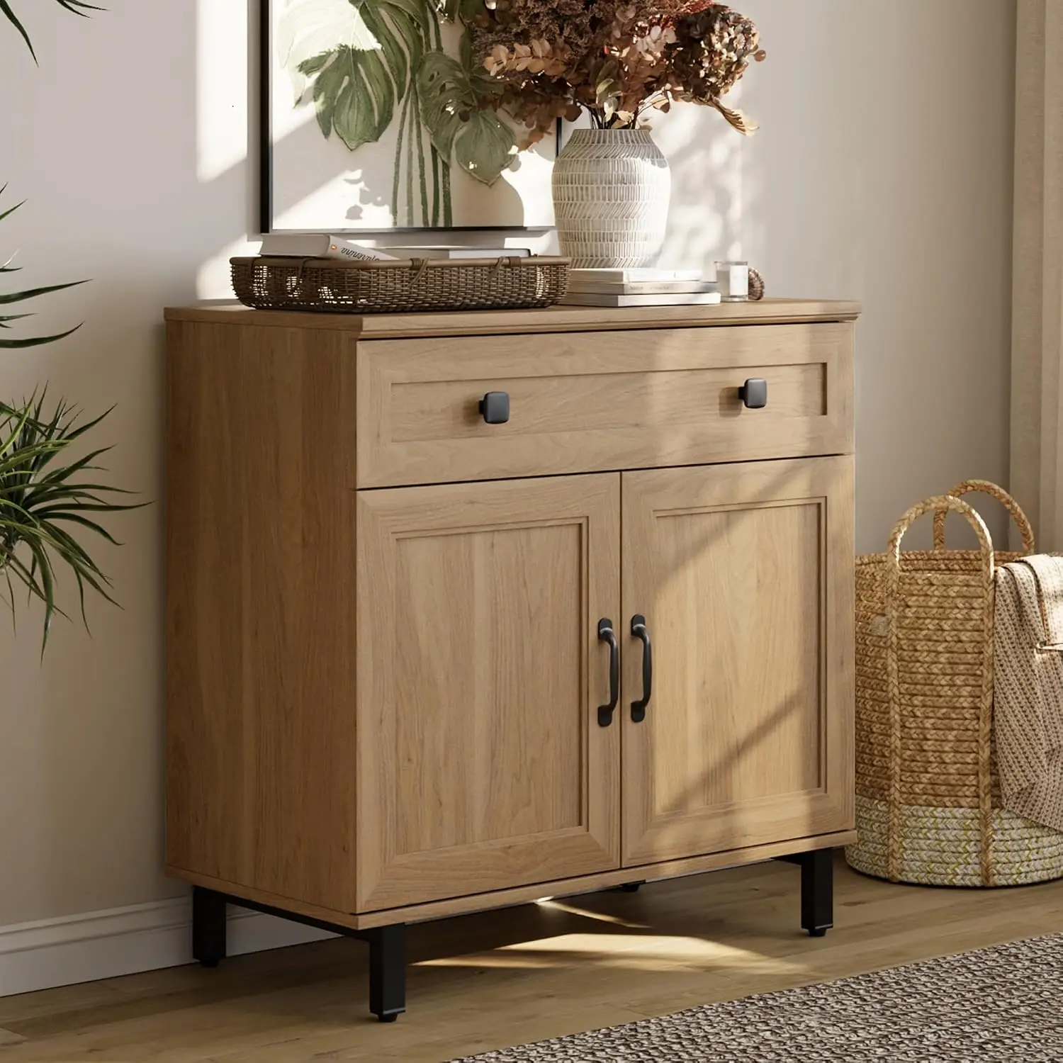 Modern Buffet Cabinet with 2 Doors and 1 Drawers, Large Coffee Bar Table Wood Kitchen Storage Cabinets with Storage, Customized