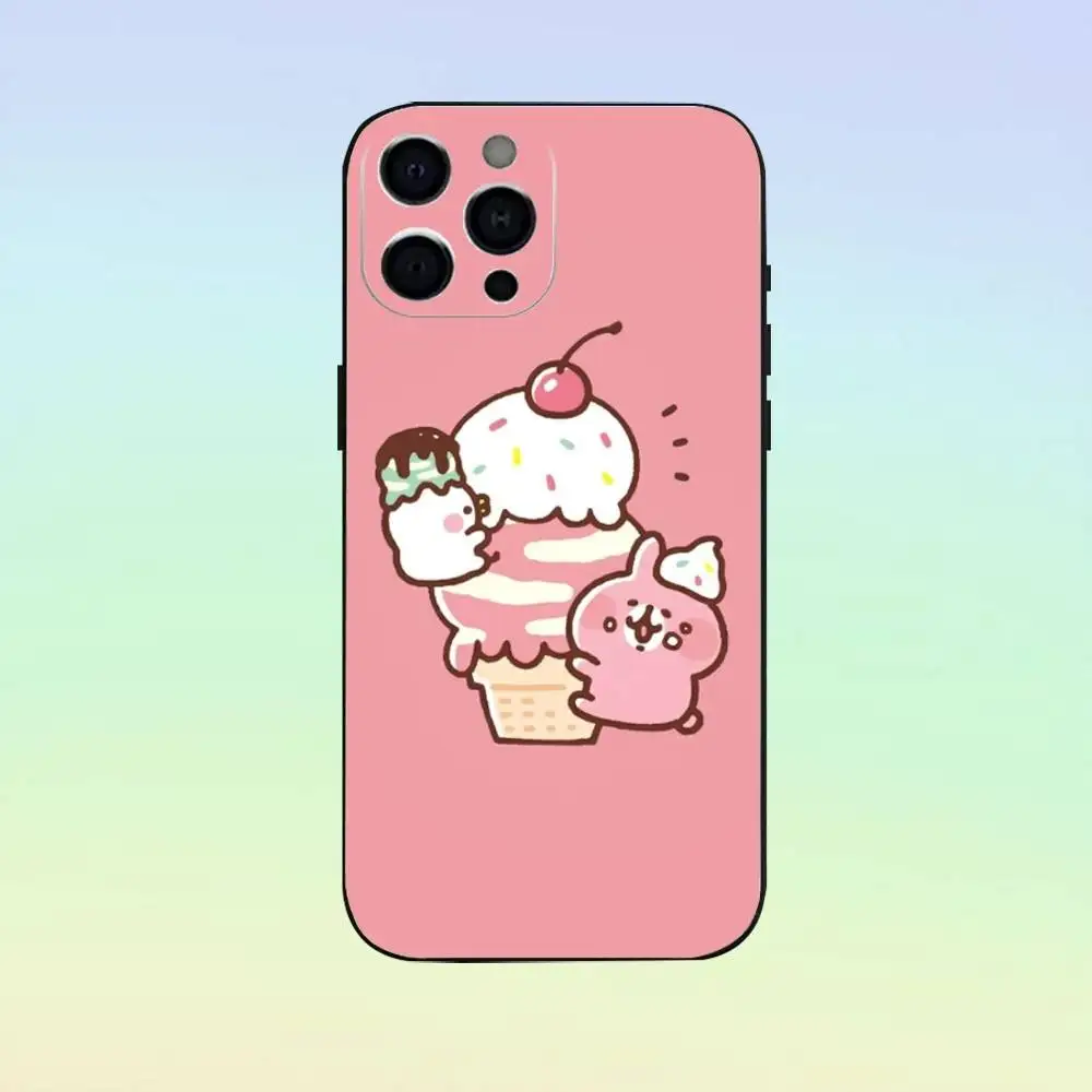 Etui na telefon K-Kanahei Pink Bunny do iPhone'a 17,16,15,14,13,12,11, miękki silikonowy czarny pokrowiec