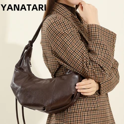 YANATARI Dumpling bag leather bag Soft Leather Large Capacity minimalist shoulder bag women female luxury moon bag handbag