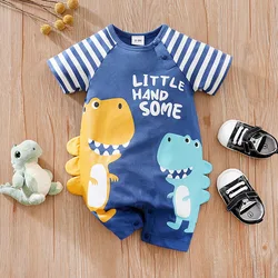 Newborn Clothing Cute Cartoon Dinosaur 3d Printing Comfortable And Soft 0-18 Boys And Girls Summer Short Sleeved Baby Jumpsuit