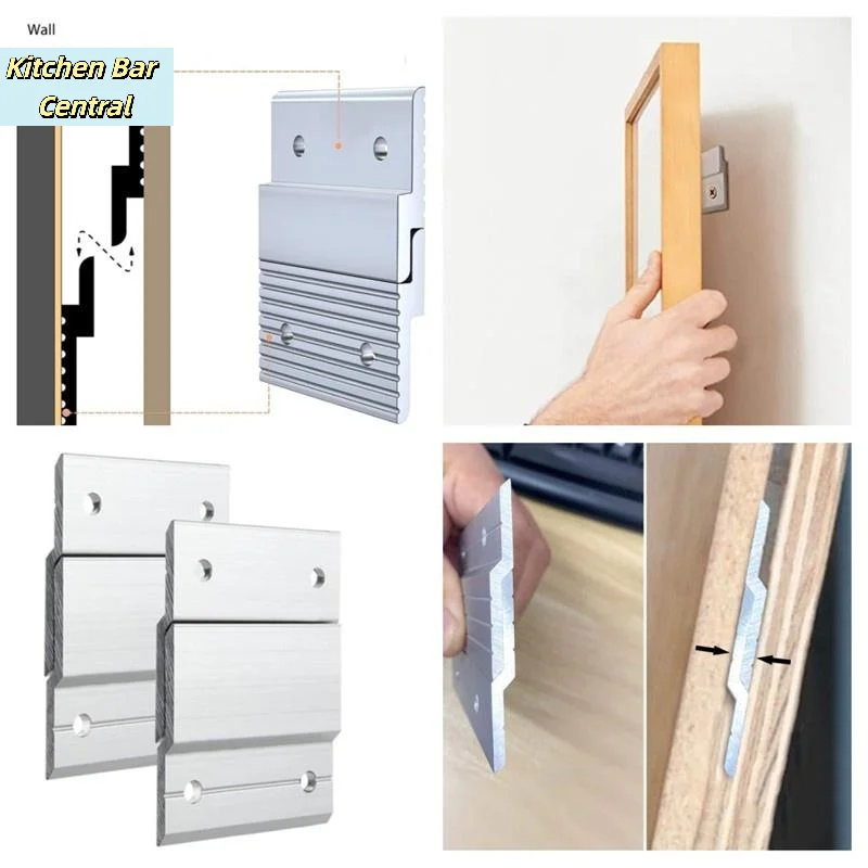 【1Pair Aluminum Z-Clamps Interlocking Wall Mounting Bracket Picture Hanging Hook French Cleat Picture Hanger For Mirror】