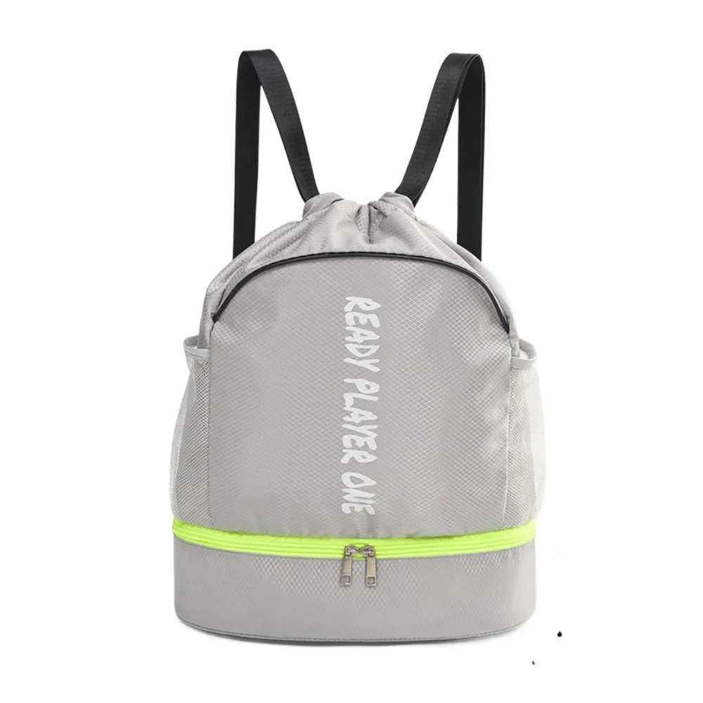 Mochila de natação à prova d'água, bolso para sapatos, separação seca e molhada, bolsa esportiva com cordão, leve, alças ajustáveis, bolsa fitness